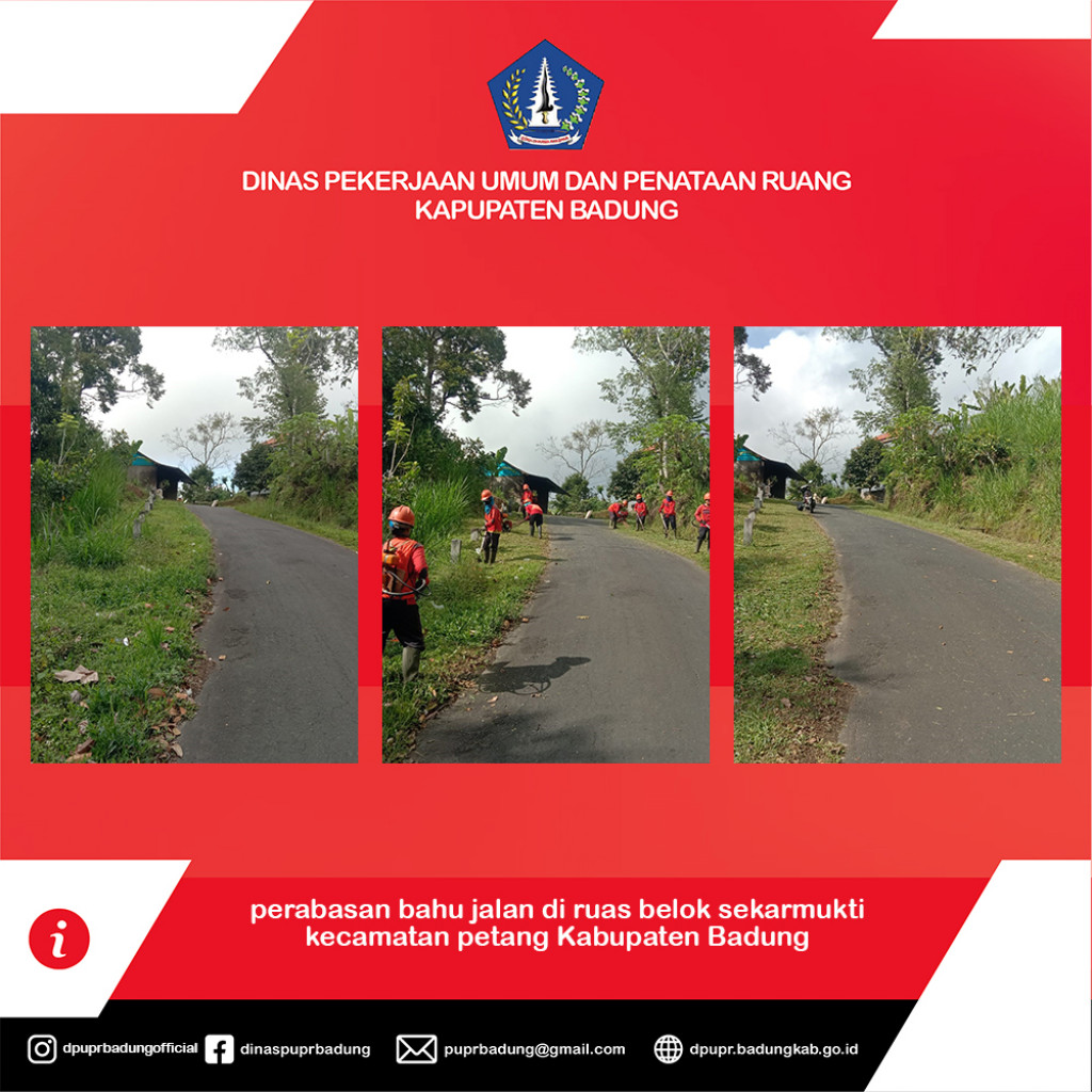 perabasan bahu jalan di ruas belok sekarmukti kecamatan petang Kabupaten Badung